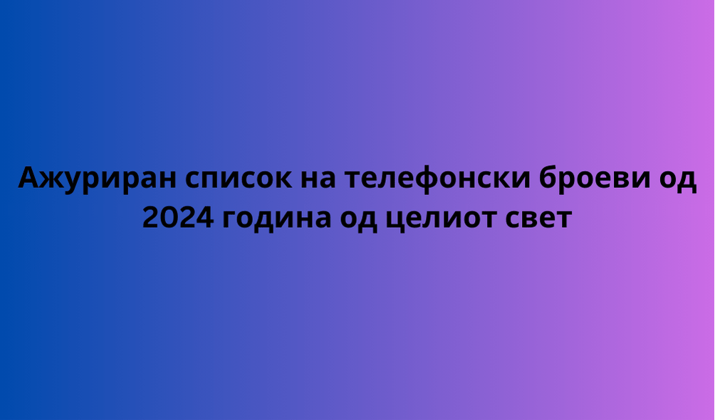 Ажуриран список на телефонски броеви од 2024 година од целиот свет 